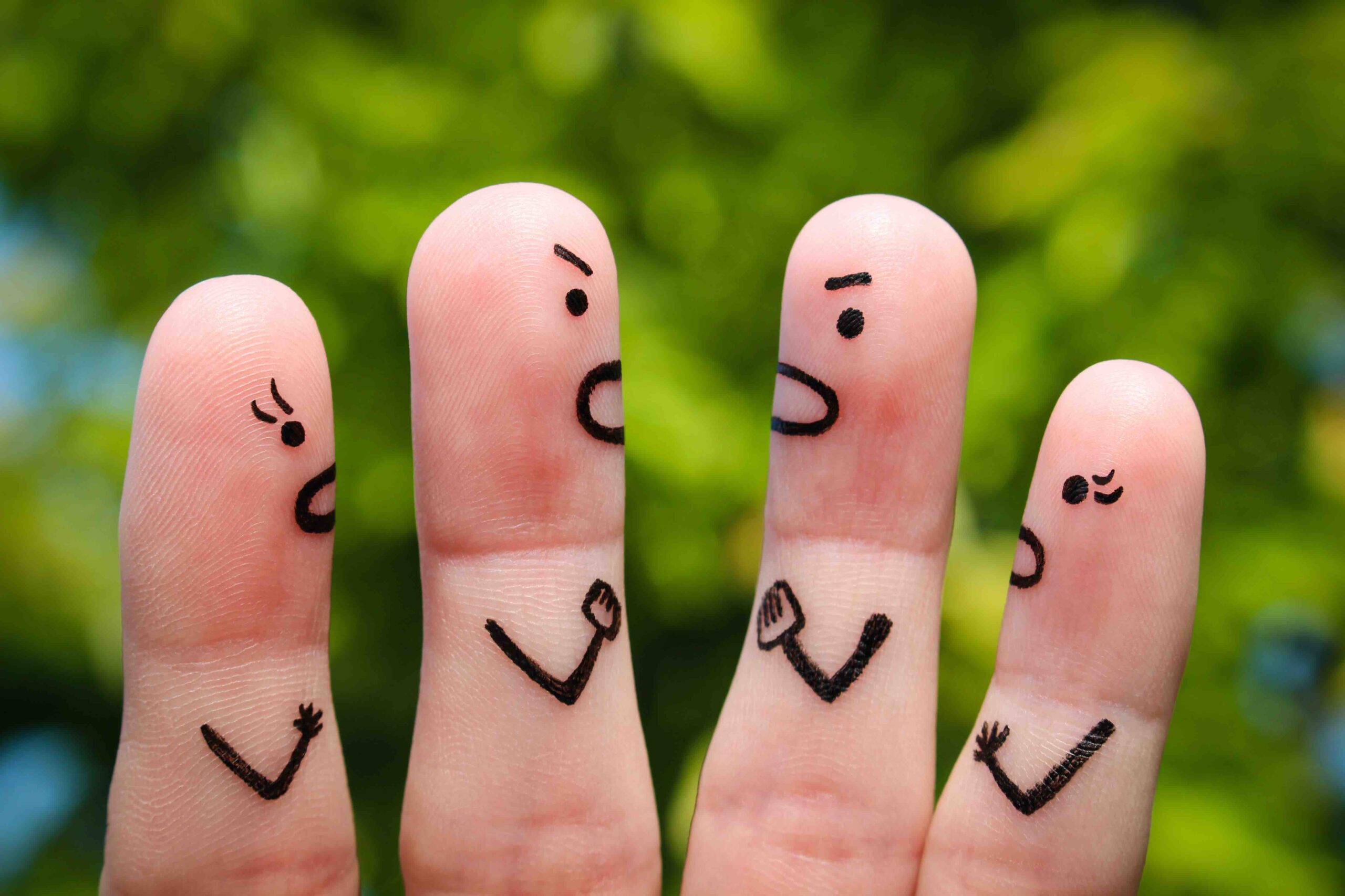 Finger art of people during quarrel. - Image